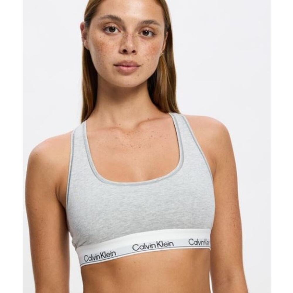 Calvin Klein Juniors XL 14/16 Racerback Sports Bra Bralette Gray Cotton Blend